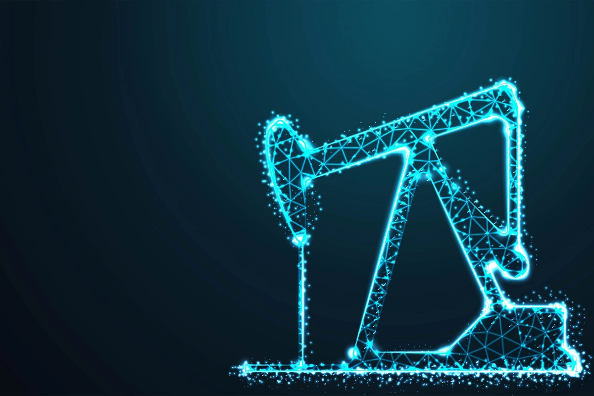 How to Trade Oil Online - Step-by-Step Guide 2 Digital representation of an oil pumpjack, showcasing energy sector trading.